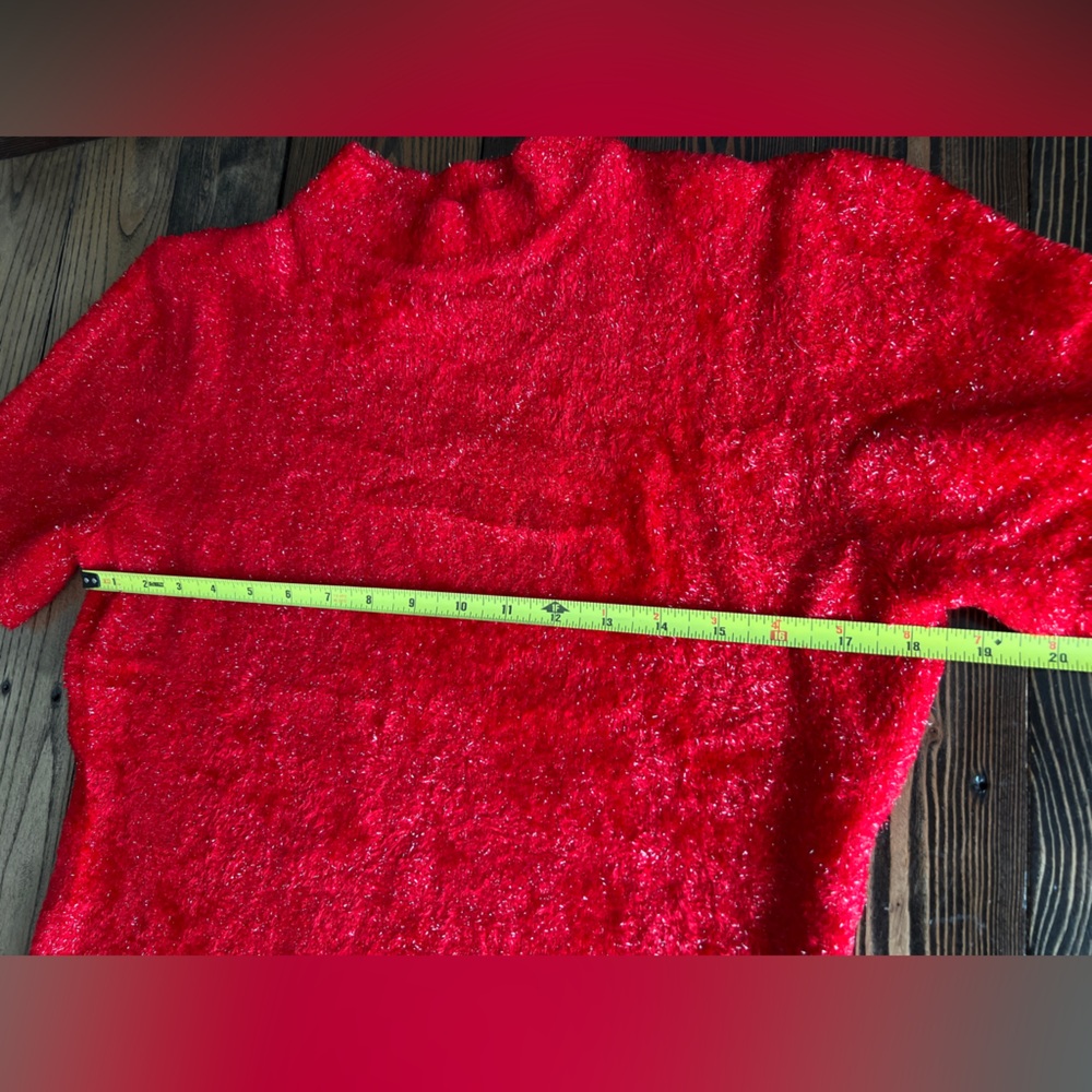 FRANCO VALERI • Red Sparkle Top glitter partycore Y2K holiday glam festival FV L - Picture 9 of 13